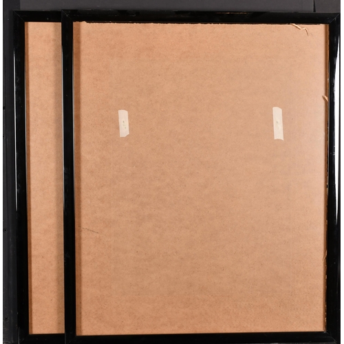 268 - 20th Century English School. A Pair of Black Wooden Frames, with inset glass, rebate 25.25