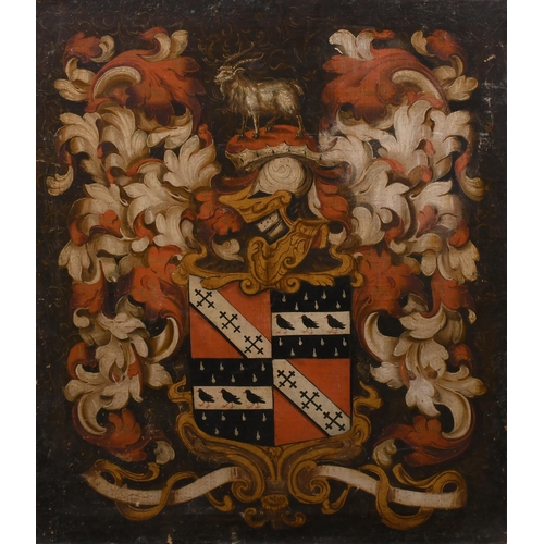 27 - 17th Century English School. A Funeral Hatchment, Oil on canvas, Unframed, 30