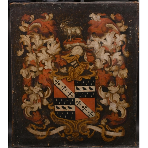 27 - 17th Century English School. A Funeral Hatchment, Oil on canvas, Unframed, 30