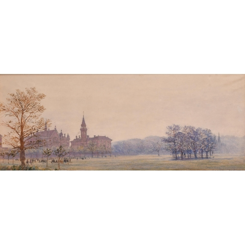 40 - Samuel John Hodson (1835-1908) British. A Study of Dulwich College with students in the foreground, ... 