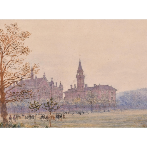 40 - Samuel John Hodson (1835-1908) British. A Study of Dulwich College with students in the foreground, ... 