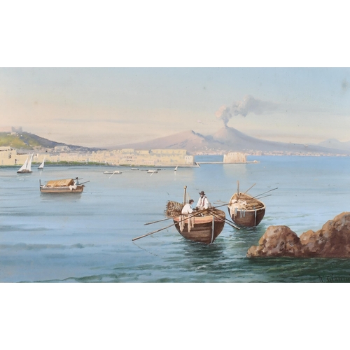 43 - N Gianni (19th-20th Century) Italian. Fishermen in the Bay of Naples with Vesuvius in the distance, ... 