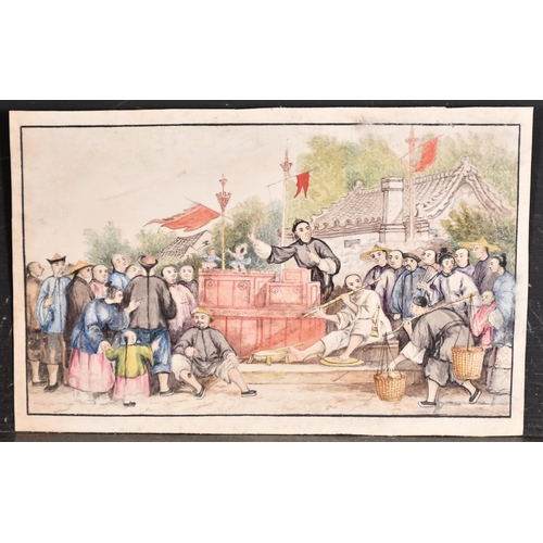 53 - 19th Century Chinese School. Figures Flying Kites, Watercolour, unframed 5