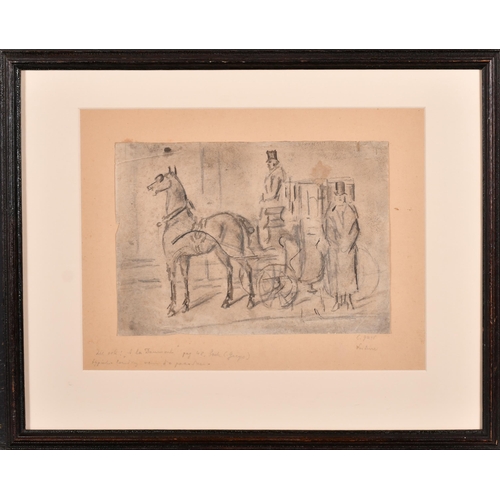 56 - Constantin Guys (1802-1892) French. Study of a Horse and Carriage, Charcoal and pencil, Inscribed on... 