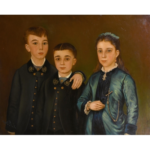 61 - Leopold Pick (20th Century) European. A Family Group, Oil on canvas, Signed, 32