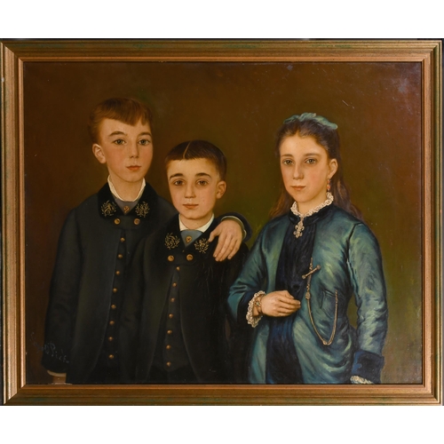 61 - Leopold Pick (20th Century) European. A Family Group, Oil on canvas, Signed, 32