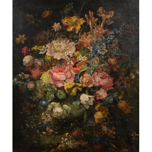 62 - 19th Century English School. Still Life of Flowers in a Vase, Oil on canvas, 27