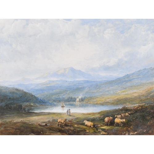 71 - Manner of Patrick Nasmyth (1787-1831) British. Sheep in a River Landscape, Oil on paper, 6.25