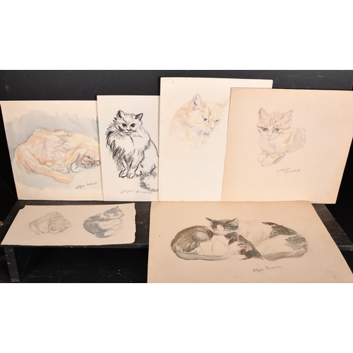 79 - Athene Andrade (1908- 1973) British. Study of a Cat, Watercolour and pencil, Signed, unframed 7