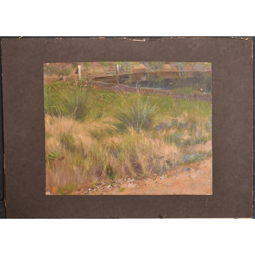 88 - Thomas Blinks (1860-1912) British. Study of Undergrowth with a River beyond, Oil on card, Signed wit... 