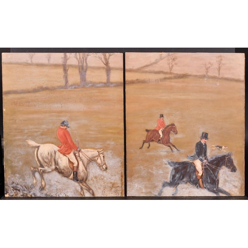 107 - Late 19th Century English School. A Pair of Coaching Scenes, Oil on board, with hunting scenes verso... 