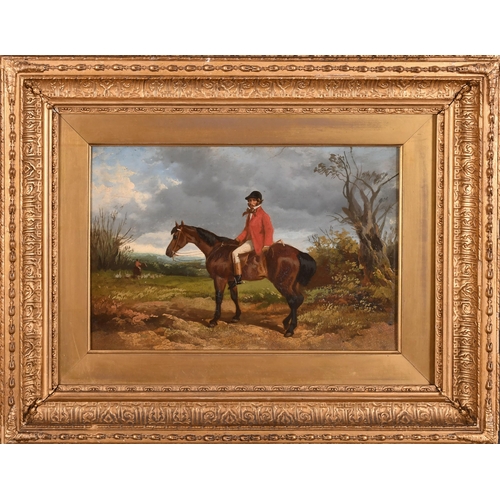 109 - Attributed to Byron Webb (1831-1867) British. A Huntsman on a Horse, Oil on board, 8.25