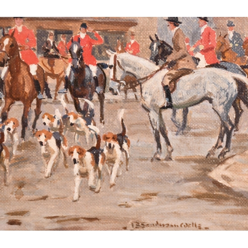 114 - John Sanderson Wells (1872-1955) British. The Hunt Outside an Inn, Oil on artist's board, Signed, 7