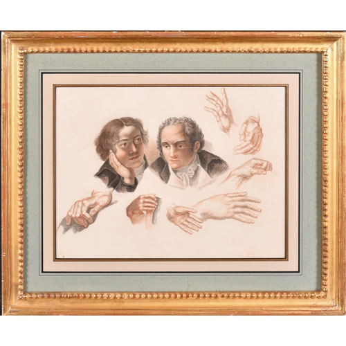 12 - Abraham Constantin (1785-1855) Swiss. Study of Two Gentlemen and Studies of Hands, Red and black cha... 