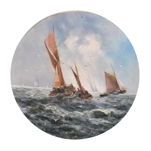 129 - George Knight (1851-1922) British. A Set of Four Shipping Scenes, Oil on board, Each signed, Circula... 