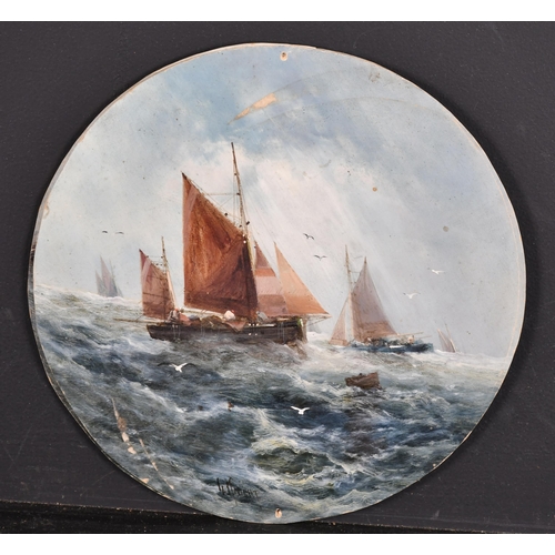 129 - George Knight (1851-1922) British. A Set of Four Shipping Scenes, Oil on board, Each signed, Circula... 