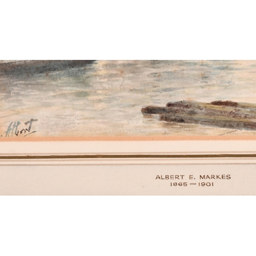 130 - Albert Ernest Markes (1865-1901) British. Ship Towed Into Harbour, Watercolour, Signed 'Albert', 9.5... 