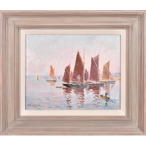 134 - Charles David Jones Bryant (1883-1937) Australian. Sailing Boats in Calm Waters, Oil on artist's boa... 