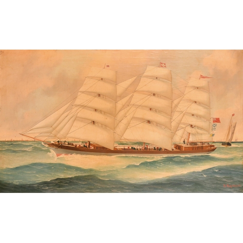 135 - John Henry Mohrmann (1857-1916) Belgian/Canadian. The Full-Rigged Ship Oakworth Under All Plain Sail... 