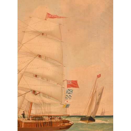 135 - John Henry Mohrmann (1857-1916) Belgian/Canadian. The Full-Rigged Ship Oakworth Under All Plain Sail... 