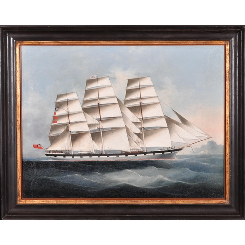 136 - 19th Century Anglo-Chinese School. A Three Masted Sailing Vessel, Oil on linen, 18