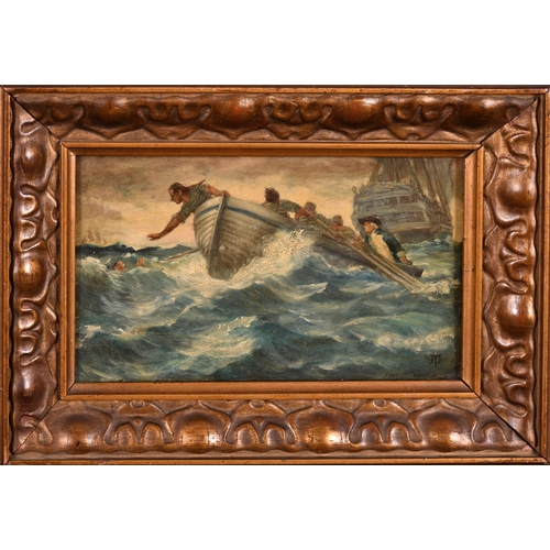 137 - Attributed to Thomas Davidson (1842-1919) British. Rescue at Sea, Oil on panel, Bears a monogram, 4.... 