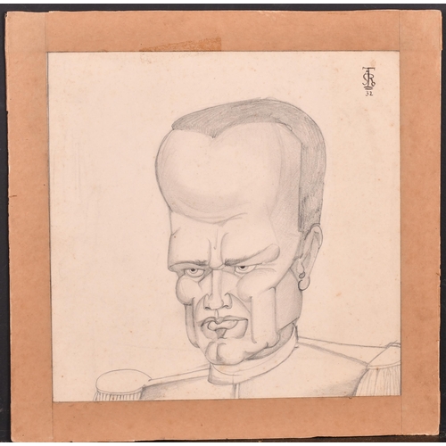 166 - Albert Victor Ormsby Wood (1904-1977) British. Head Study of a Tsar, Pencil, with a monogram 'Tzar' ... 