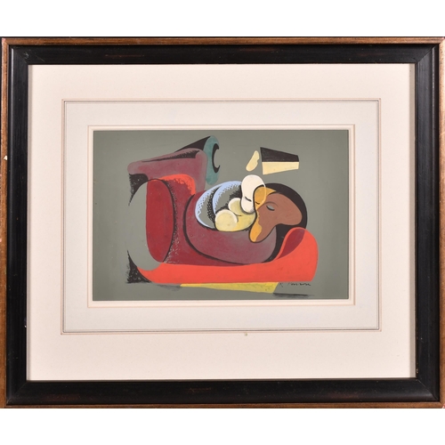 176 - Attributed to Roland Algernon Penrose (1900-1984) British. Mother and Child, Gouache, Signed, 7.75