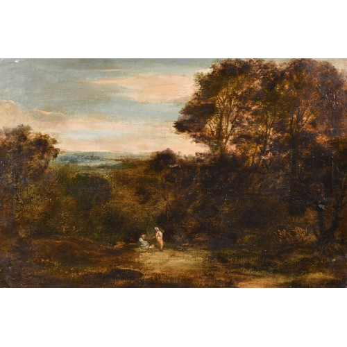 20 - Attributed to George Petrie (1790-1866) British. Figures in a Landscape, Oil on canvas, unframed 15