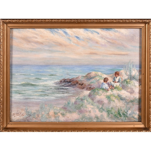 201 - John C Gray (1880-1951) British. Children on a Beach, Oil on canvas, Signed, and inscribed in pencil... 