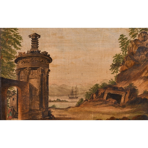 21 - Early 19th Century Italian School. Study of Theseus Temple, Athens, Oil on canvas laid down, 6.5