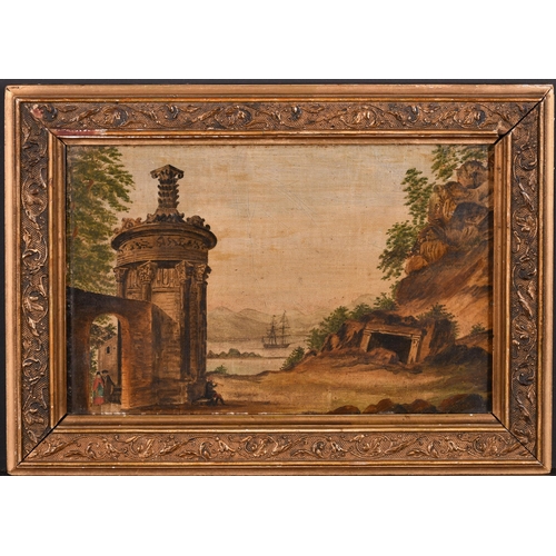 21 - Early 19th Century Italian School. Study of Theseus Temple, Athens, Oil on canvas laid down, 6.5