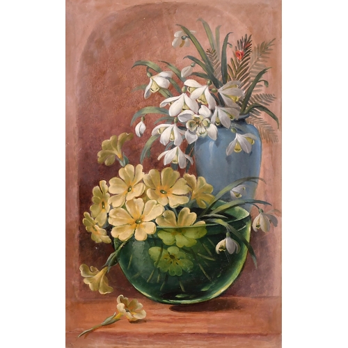 214 - Early 20th Century English School. A Pair of Still Life of Flowers, Oil on board, unframed 10.5