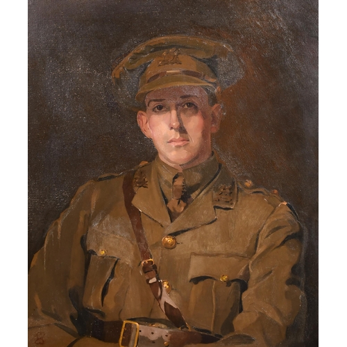 217 - 20th Century English School. Portrait of an Officer, c 1917, Oil on canvas, Signed with a motif, 30