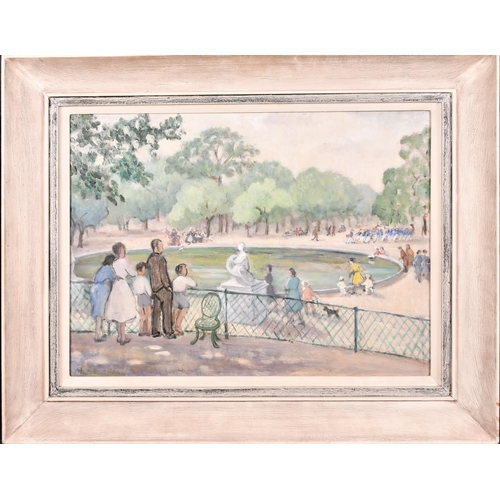 226 - Helene Polovtsoff (1888-1975) Russian. Jardin du Luxembourg, Oil on board, Signed, 18