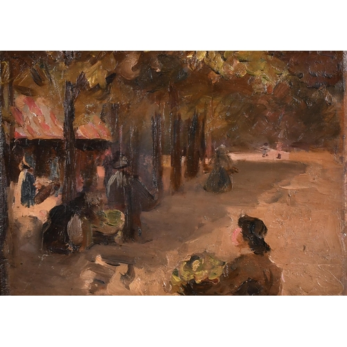 237 - Circle of James Wilson Morrice (1865-1924) Canadian. Figures in a Tree Lined Avenue, Oil on panel, I... 