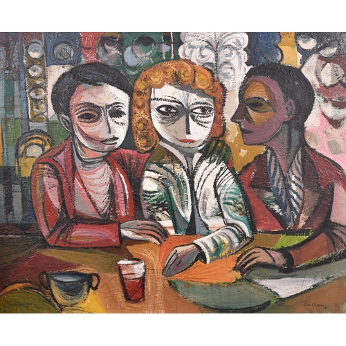 244 - Eric Patton (1925-2004) British. Seated Figures at a Table, Oil on canvas, Signed and dated 1955, an... 