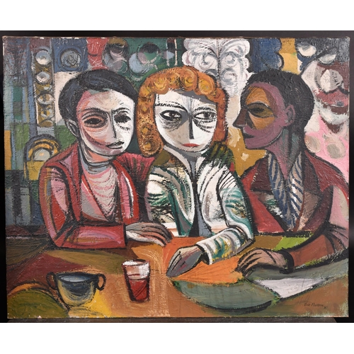 244 - Eric Patton (1925-2004) British. Seated Figures at a Table, Oil on canvas, Signed and dated 1955, an... 