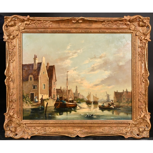 249 - Gudrun Sibbons (1924-2020) British. A Dutch Canal Scene with Boats, Oil on canvas, Signed, 16