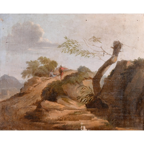 28 - Late 18th Century Italian School. Figures on a Path, Oil on canvas, 15