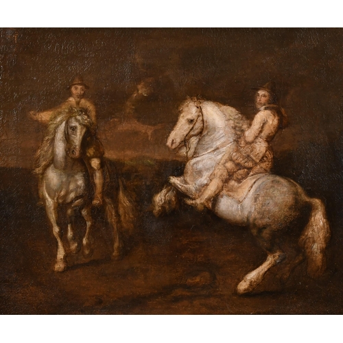 29 - Circle of Peter Paul Rubens (1577-1640) Flemish. Figures on Horseback, Oil on canvas, In a silver ca... 