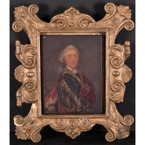 40 - 19th Century English School. Bust Portrait of a Man in Armour, Oil on panel, 4.75