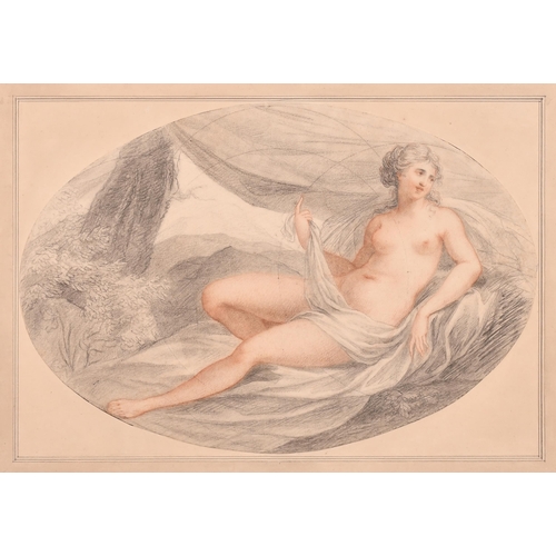 6 - Circle of Francesco Bartolozzi (1727-1815) Italian. A Reclining Nude, Red chalk and pencil, Oval, In... 