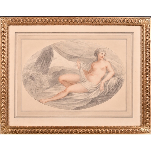 6 - Circle of Francesco Bartolozzi (1727-1815) Italian. A Reclining Nude, Red chalk and pencil, Oval, In... 