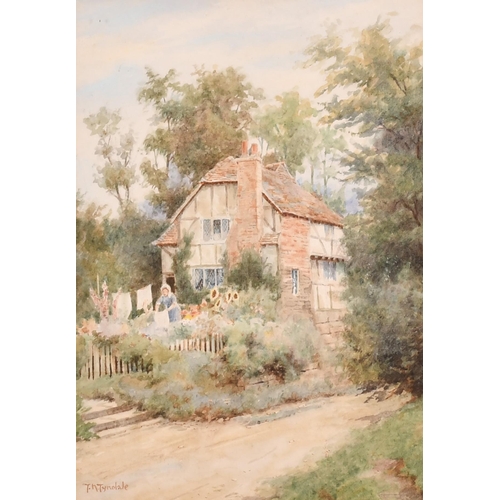 63 - Thomas Nicholson Tyndale (1860-1930) British. Mother and Child in a Cottage Garden, Watercolour, Sig... 