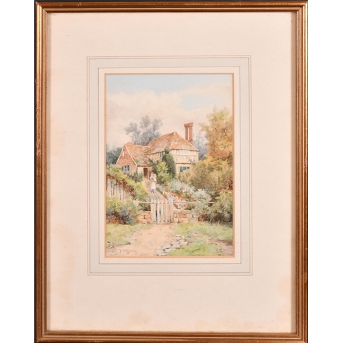 63 - Thomas Nicholson Tyndale (1860-1930) British. Mother and Child in a Cottage Garden, Watercolour, Sig... 