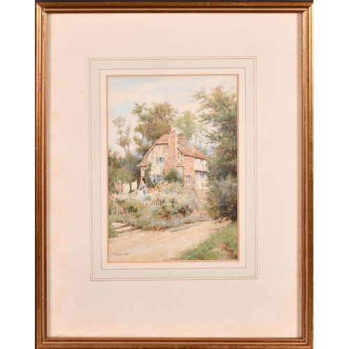 63 - Thomas Nicholson Tyndale (1860-1930) British. Mother and Child in a Cottage Garden, Watercolour, Sig... 