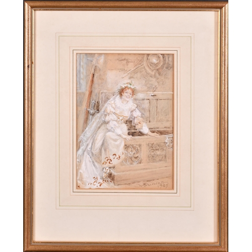 68 - Walter Duncan (1848-1932) British. 'The Bride', Watercolour, Signed, 7.25