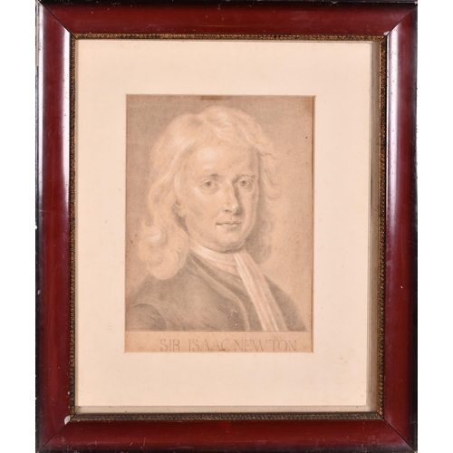 7 - After Enoch Seeman (1694-1744) British. Portrait of Isaac Newton, Pencil and wash heightened with wh... 