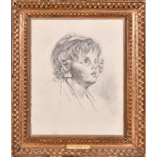 8 - Pierre-Alexandre Wille (1748-1821) French. Head of a Young Boy, Pencil, Inscribed on a plaque, In a ... 